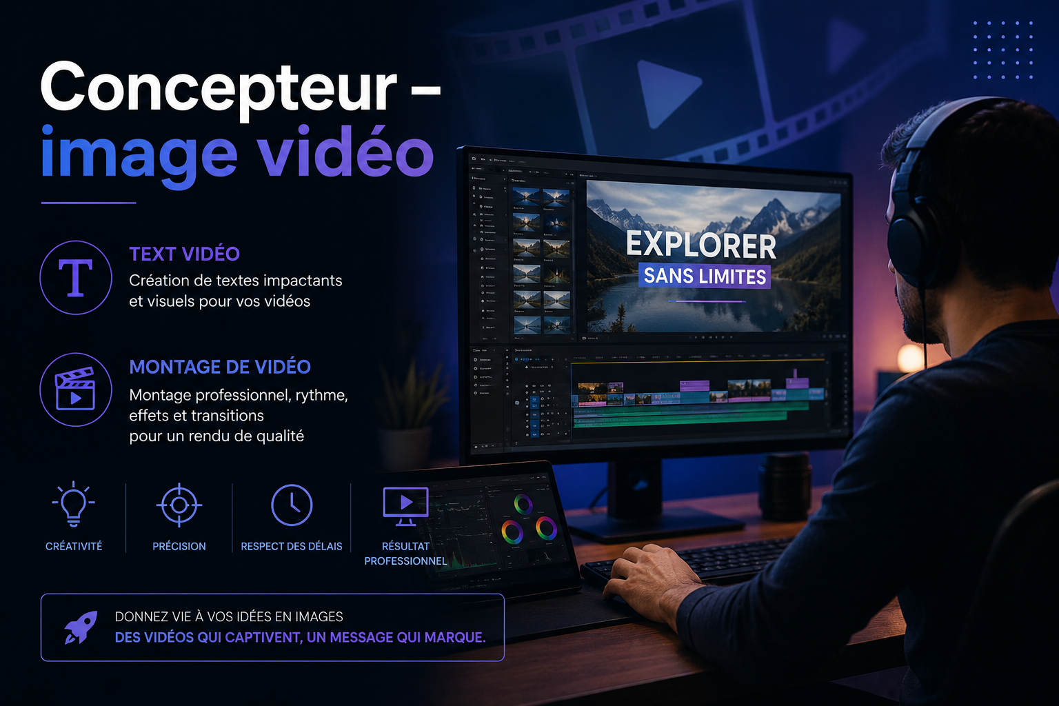 Concepteur - image vidéo(text vidéo) et montage de vidéo